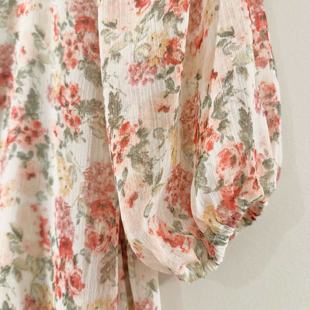 Lush Cream Long Sleeve Dress with Floral Design - Picture 9 of 9